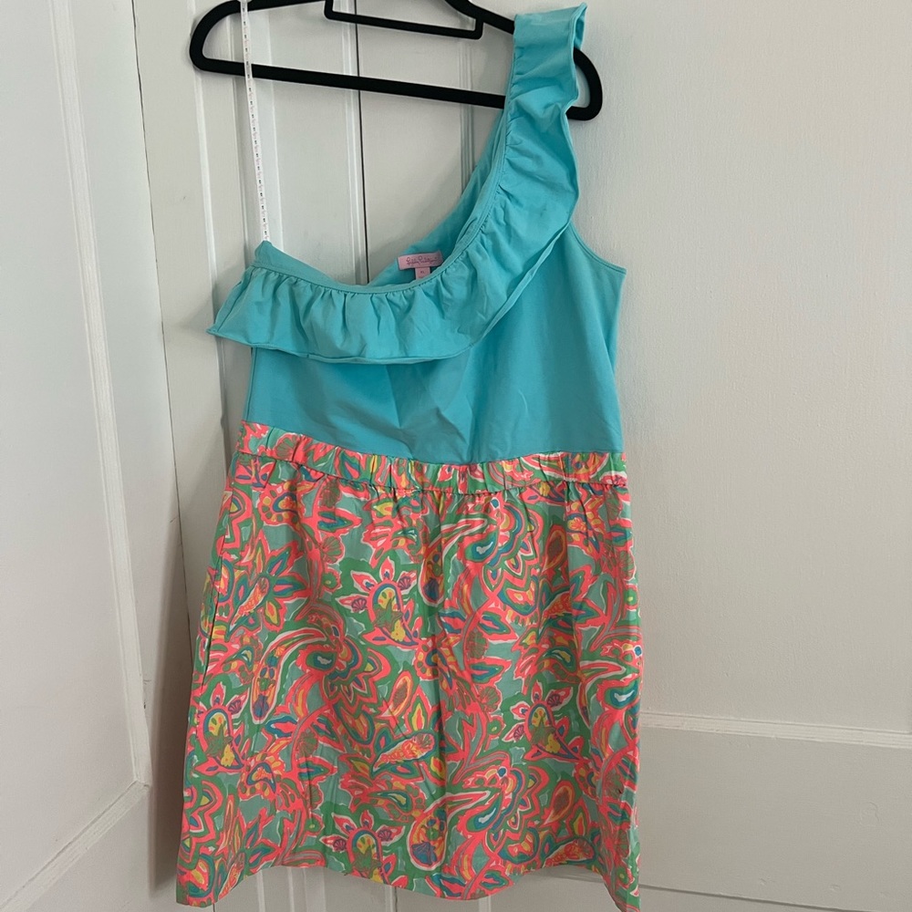 Lilly Pulitzer One Shoulder Shift Dress w/ Pockets Sz XL